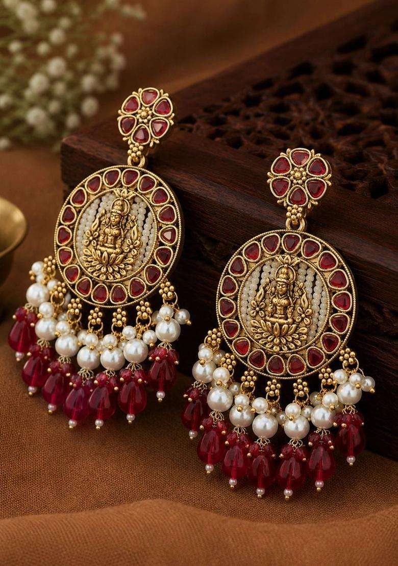 Circular Drop Earrings for Women | Traditional Temple Jewellery for Wedding & Festive Wear | Gift for Her - Indya