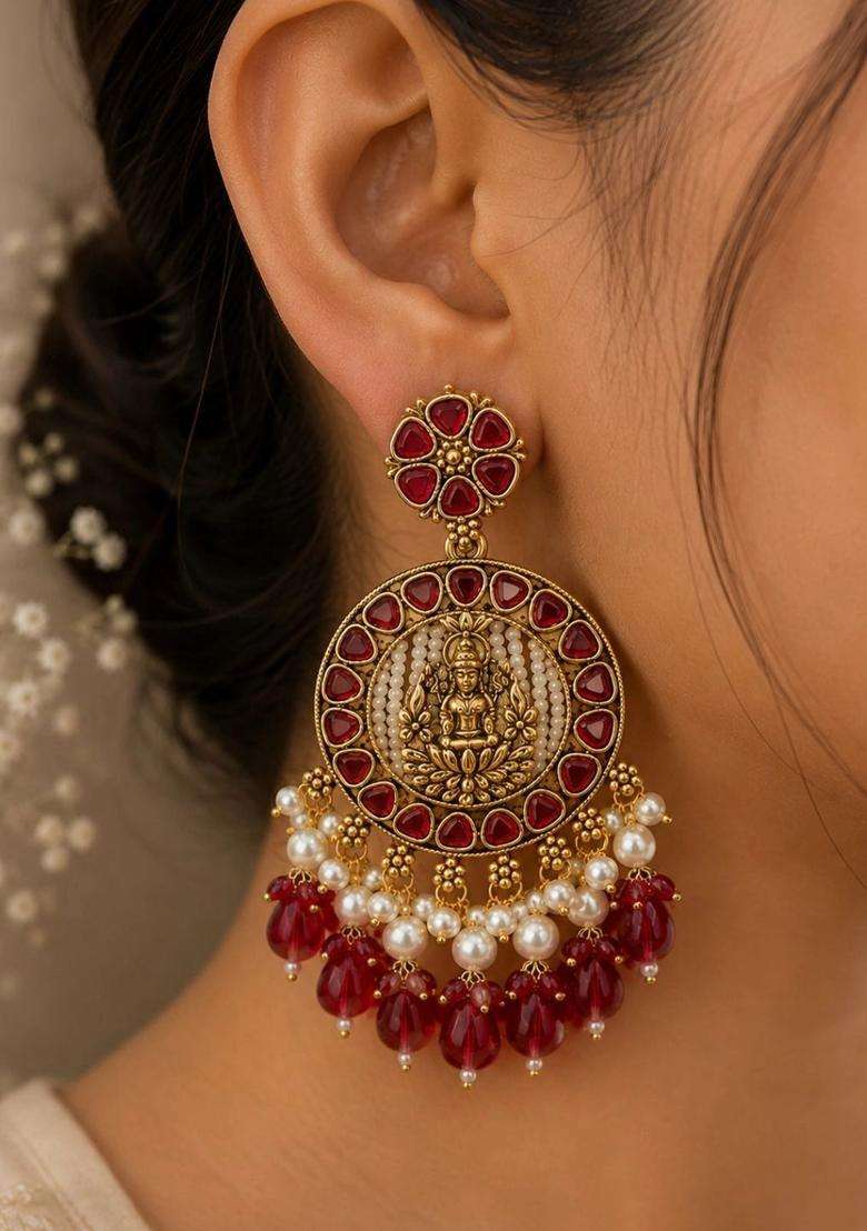 Circular Drop Earrings for Women | Traditional Temple Jewellery for Wedding & Festive Wear | Gift for Her - Indya