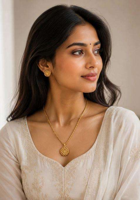 Temple Stone Studded & Beaded Pendant and Earrings for Women | Traditional Temple Jewellery for Wedding & Festive Wear | Gift for Her