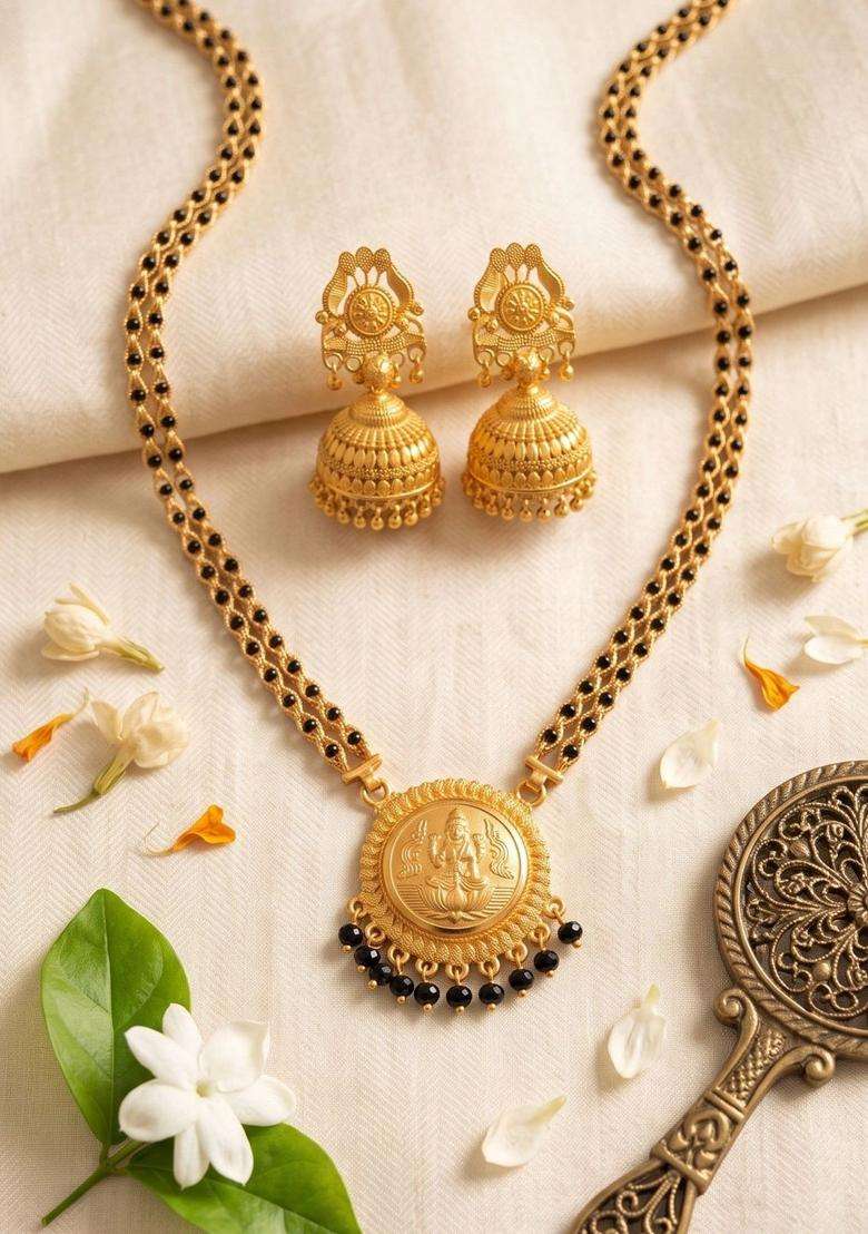 Gold-Plated Temple Stone-Studded Necklace and Earrings for Women | Traditional Temple Jewellery for Wedding & Festive Wear | Gift for Her - Indya
