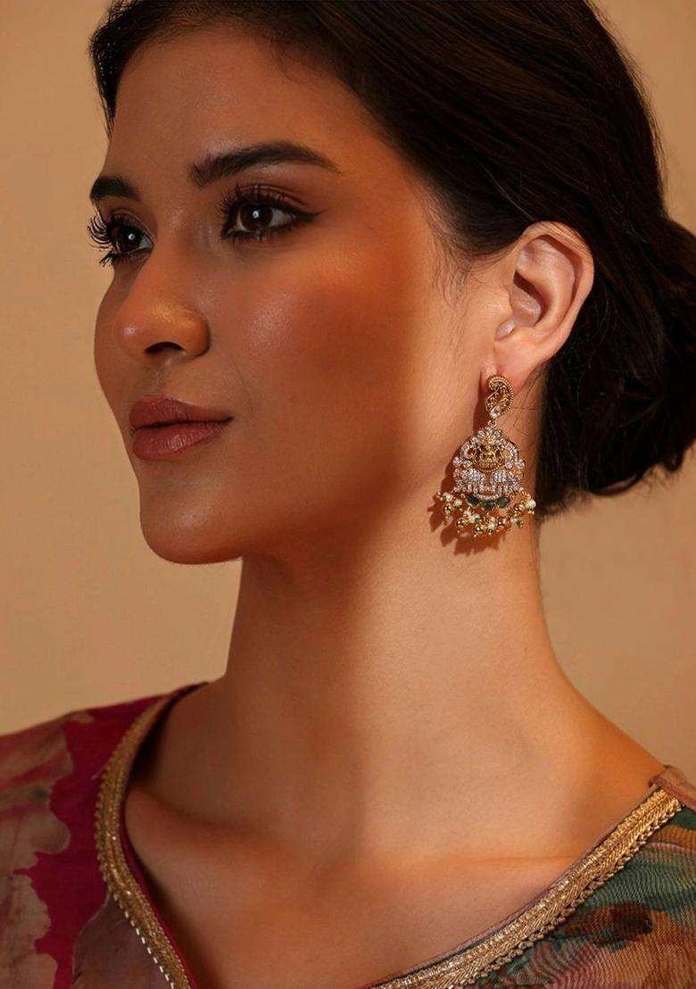 Gold-Plated Dome Shaped Jhumkas Earrings for Women | Traditional Temple Jewellery for Wedding & Festive Wear | Gift for Her - Indya