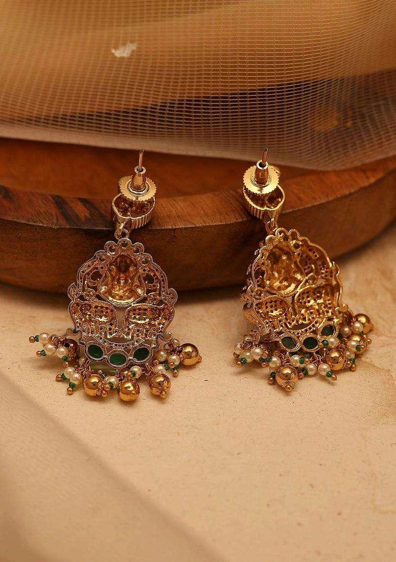 Gold-Plated Dome Shaped Jhumkas Earrings for Women | Traditional Temple Jewellery for Wedding & Festive Wear | Gift for Her - Indya