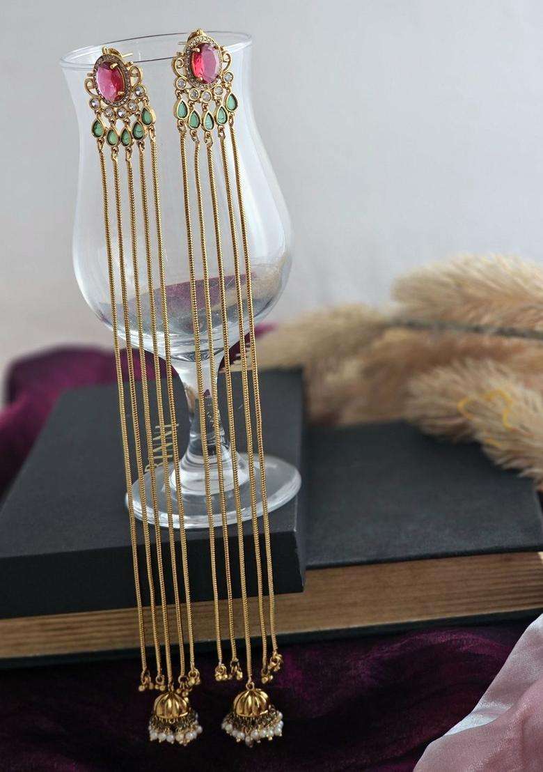Gold-Plated Geometric Earrings for Women | Traditional Temple Jewellery for Wedding & Festive Wear | Gift for Her - Indya