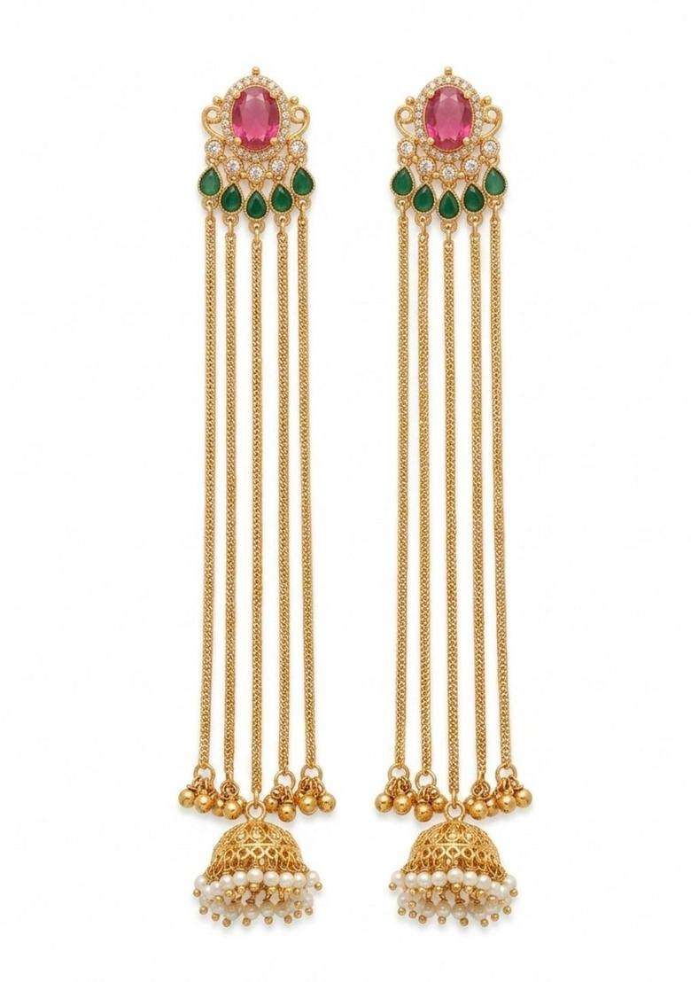 Gold-Plated Geometric Earrings for Women | Traditional Temple Jewellery for Wedding & Festive Wear | Gift for Her - Indya
