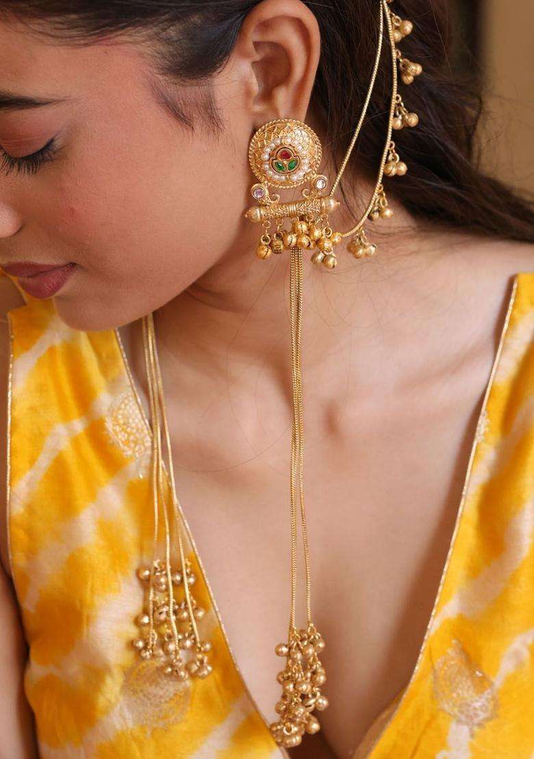 Copper-Plated Circular Earrings for Women | Traditional Temple Jewellery for Wedding & Festive Wear | Gift for Her - Indya
