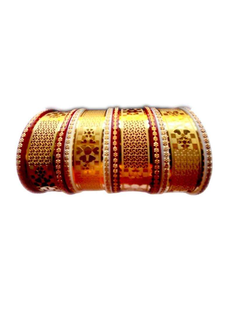 Gold-Plated Multi Copper Bangle for Women | Traditional Temple Jewellery for Wedding & Festive Wear | Gift for Her - Indya