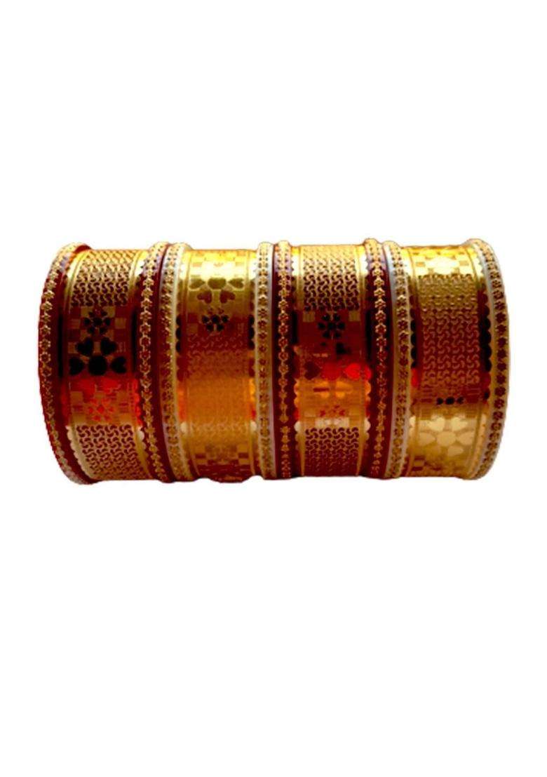 Gold-Plated Multi Copper Bangle for Women | Traditional Temple Jewellery for Wedding & Festive Wear | Gift for Her - Indya