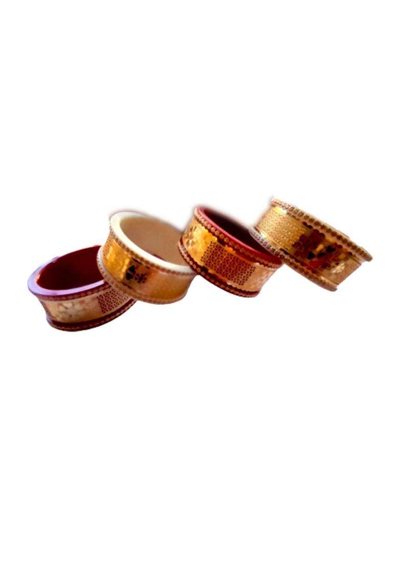 Gold-Plated Multi Copper Bangle for Women | Traditional Temple Jewellery for Wedding & Festive Wear | Gift for Her - Indya