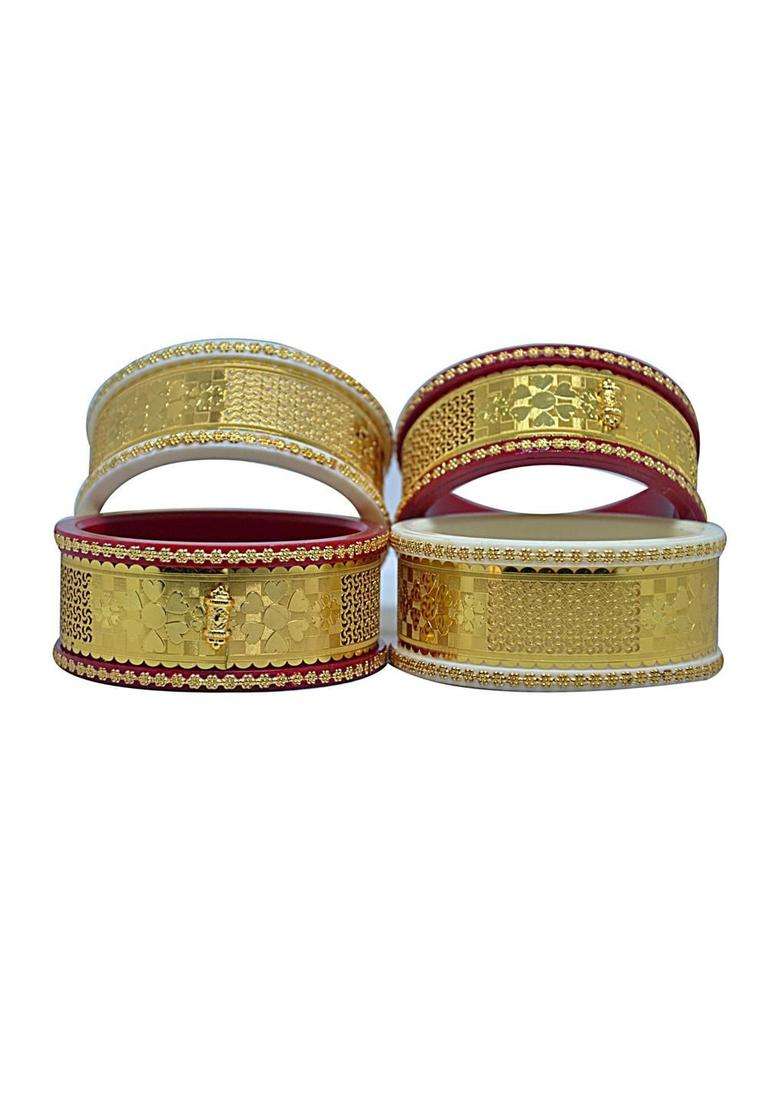 Gold-Plated Multi Copper Bangle for Women | Traditional Temple Jewellery for Wedding & Festive Wear | Gift for Her - Indya