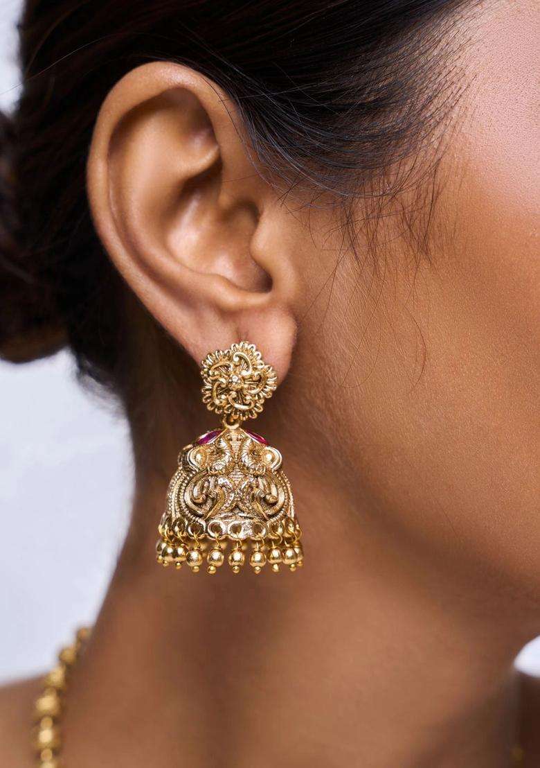 Brass Silver-Plated Temple Necklace with American Diamond for Women | Traditional Temple Jewellery for Wedding & Festive Wear | Gift for Her - Indya