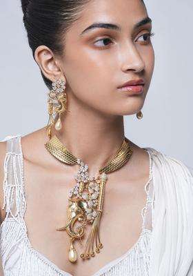 Brass Temple Necklace for Women | Traditional Temple Jewellery for Wedding & Festive Wear | Gift for Her
