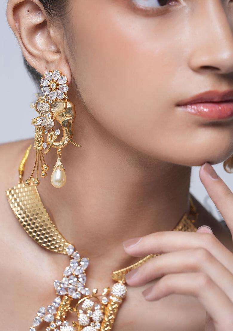 Brass Temple Necklace for Women | Traditional Temple Jewellery for Wedding & Festive Wear | Gift for Her - Indya