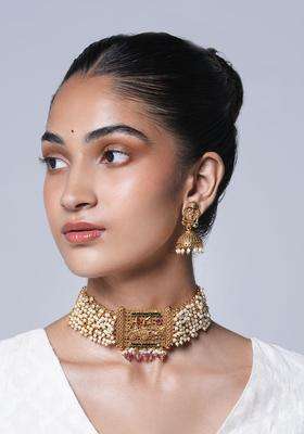 Brass Temple Necklace for Women | Traditional Temple Jewellery for Wedding & Festive Wear | Gift for Her