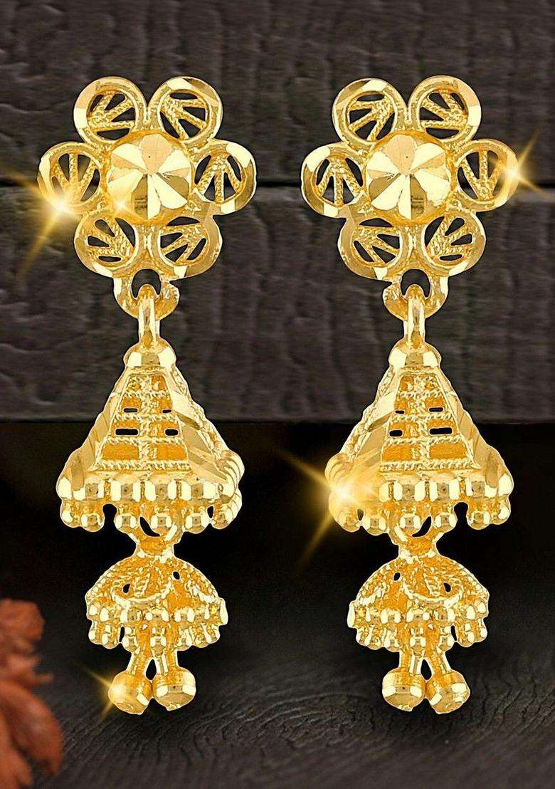 Floral Jhumkas Earrings for Women | Traditional Temple Jewellery for Wedding & Festive Wear | Gift for Her - Indya