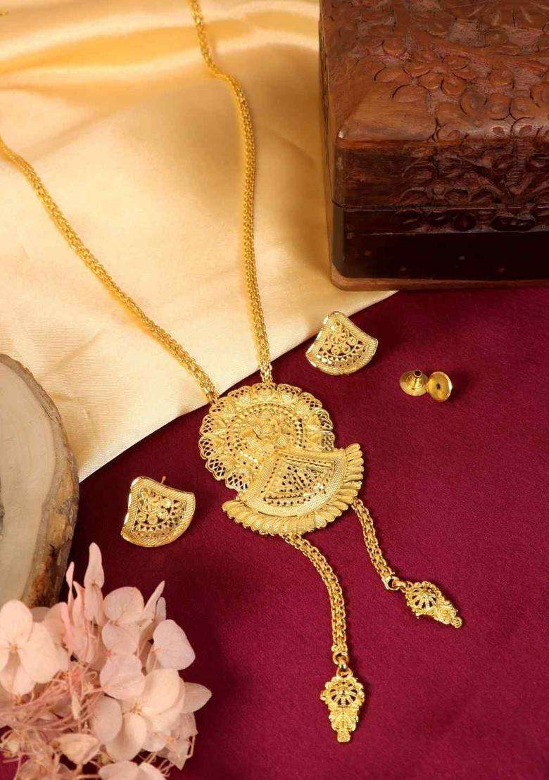 24Ct Gold-Plated Temple Necklace and Earrings for Women | Traditional Temple Jewellery for Wedding & Festive Wear | Gift for Her - Indya