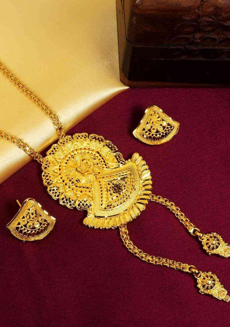 24Ct Gold-Plated Temple Necklace and Earrings for Women | Traditional Temple Jewellery for Wedding & Festive Wear | Gift for Her - Indya