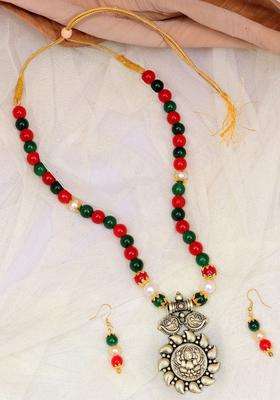 Gold-Plated & Red Studded Temple Jewellery Set for Women | Traditional Temple Jewellery for Wedding & Festive Wear | Gift for Her