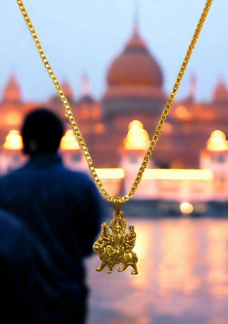 Gold-Plated Temple Necklace for Men & Women | Traditional Temple Jewellery for Wedding & Festive Wear | Festive Gift - Indya