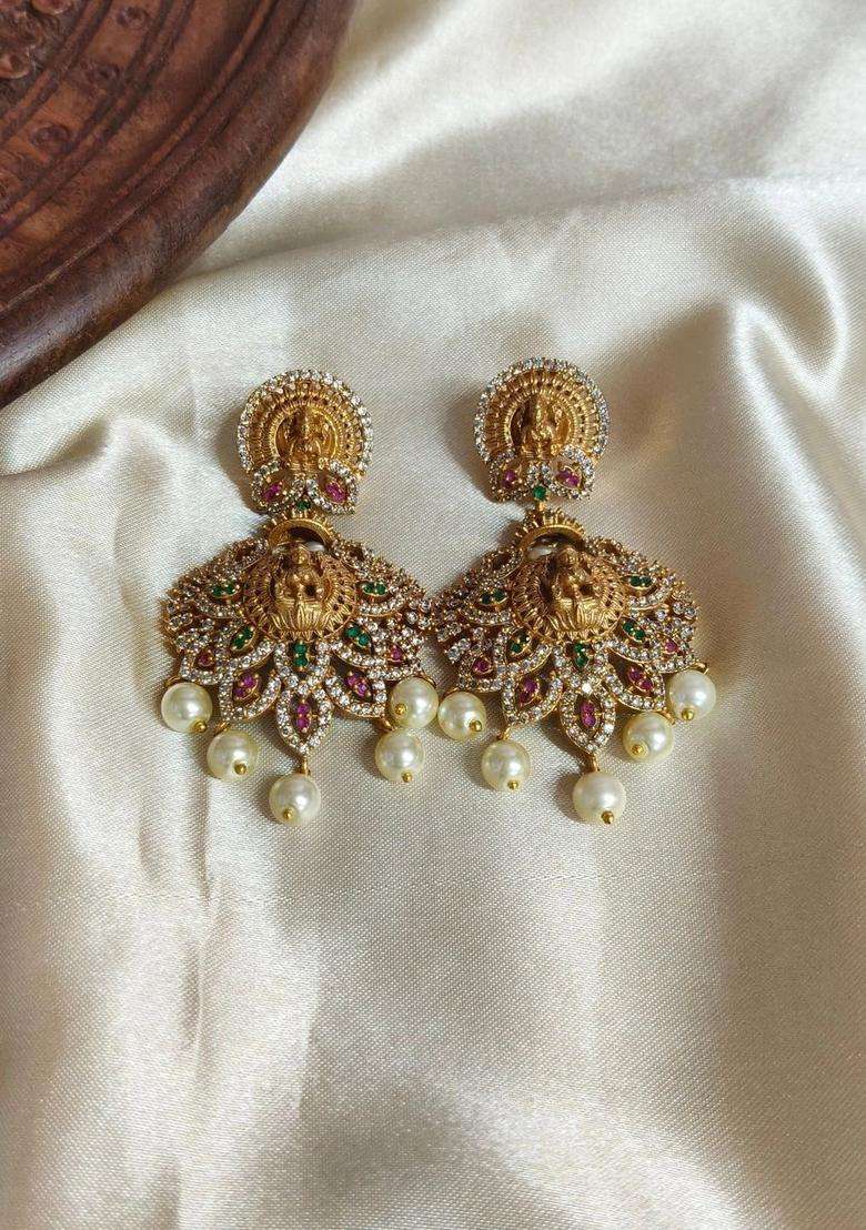 Brass-Plated Temple Stone Studded & Beaded Necklace and Earrings for Women | Traditional Temple Jewellery for Wedding & Festive Wear | Gift for Her - Indya