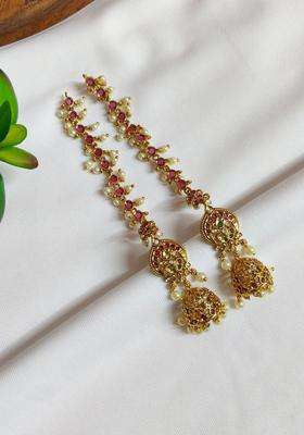 Gold-Plated Circular Jhumkas Earrings with CZ Stone for Women | Traditional Temple Jewellery for Wedding & Festive Wear | Gift for Her