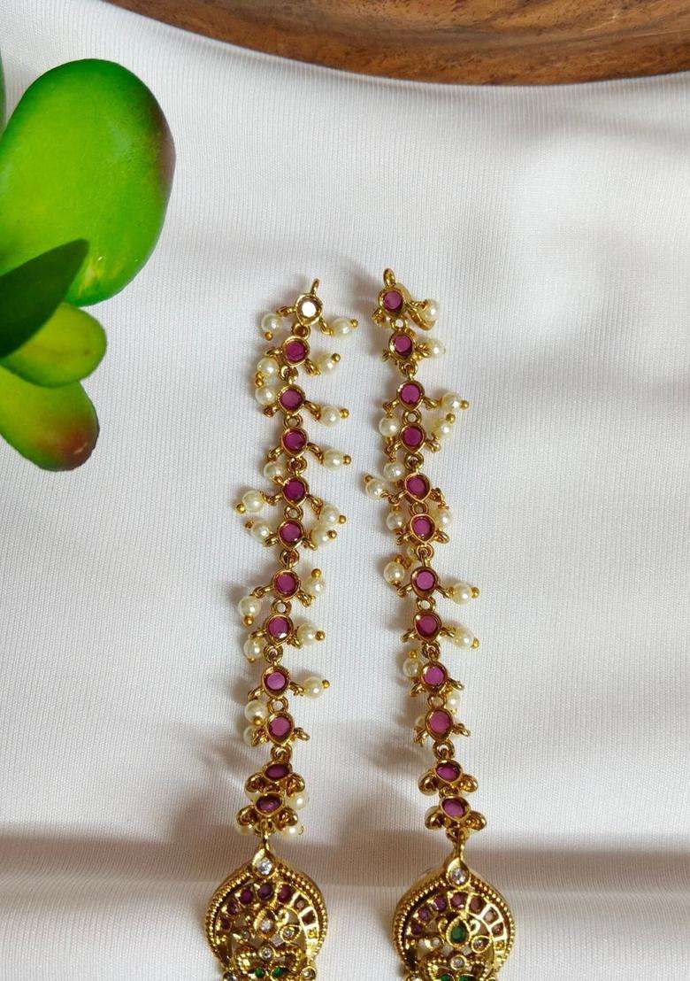 Gold-Plated Circular Jhumkas Earrings with CZ Stone for Women | Traditional Temple Jewellery for Wedding & Festive Wear | Gift for Her - Indya