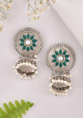 Silver-Plated Contemporary Jhumkas Earrings for Women | Traditional Temple Jewellery for Wedding & Festive Wear | Gift for Her