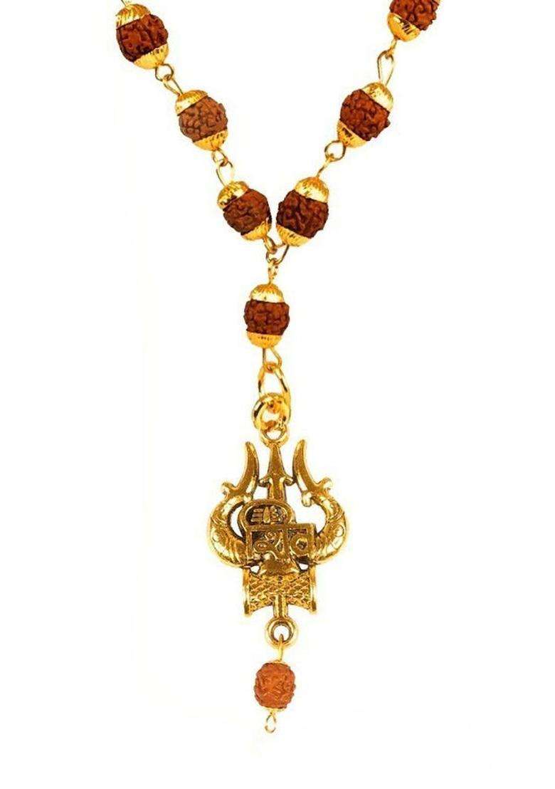 Gold-Plated Geometric Pendants with Chains for Men & Women | Traditional Temple Jewellery for Wedding & Festive Wear | Festive Gift - Indya