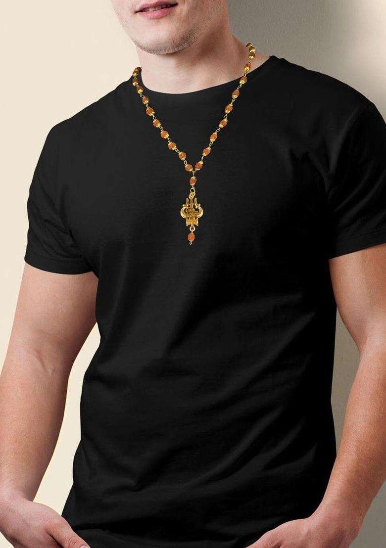 Gold-Plated Geometric Pendants with Chains for Men & Women | Traditional Temple Jewellery for Wedding & Festive Wear | Festive Gift - Indya