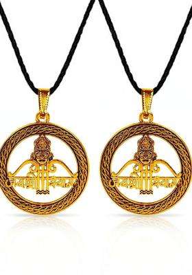 Gold-Plated Circular Pendants with Chains for Men & Women | Traditional Temple Jewellery for Wedding & Festive Wear | Festive Gift