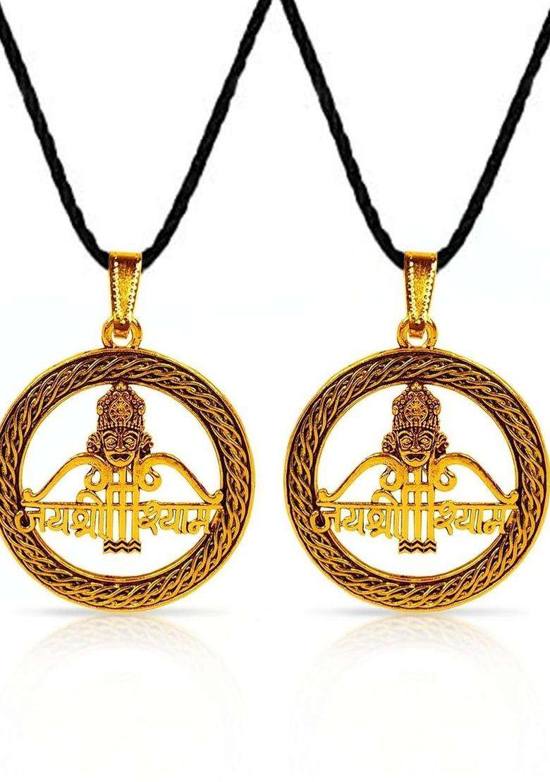 Gold-Plated Circular Pendants with Chains for Men & Women | Traditional Temple Jewellery for Wedding & Festive Wear | Festive Gift - Indya