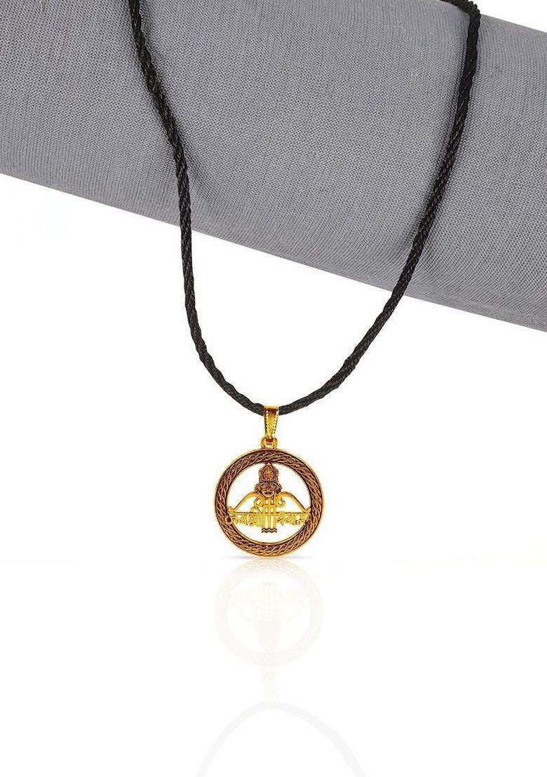 Gold-Plated Circular Pendants with Chains for Men & Women | Traditional Temple Jewellery for Wedding & Festive Wear | Festive Gift - Indya