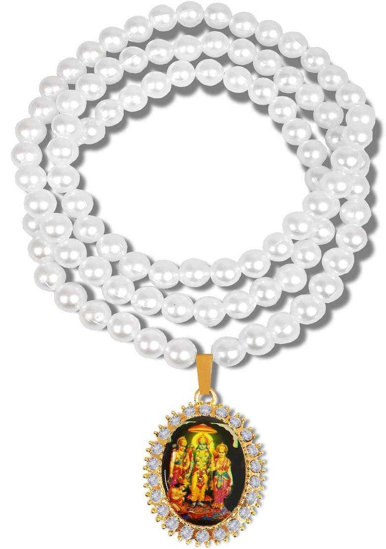 Gold-Plated Oval Pendants with Chains for Men & Women | Traditional Temple Jewellery for Wedding & Festive Wear | Festive Gift - Indya