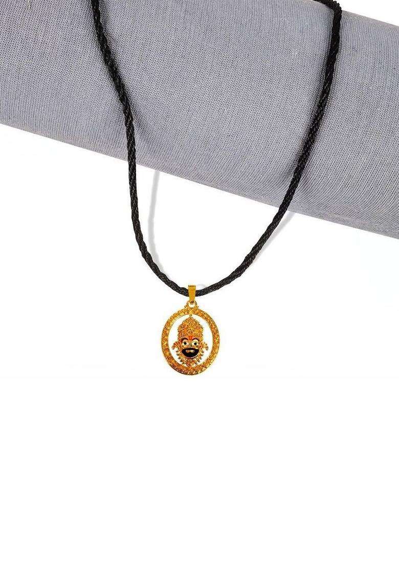 Gold-Plated Oval Pendants with Chains for Men & Women | Traditional Temple Jewellery for Wedding & Festive Wear | Festive Gift - Indya