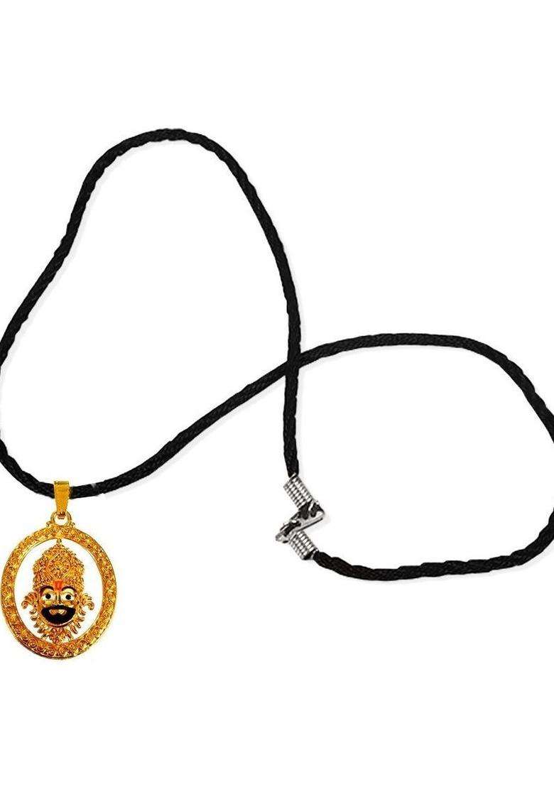 Gold-Plated Oval Pendants with Chains for Men & Women | Traditional Temple Jewellery for Wedding & Festive Wear | Festive Gift - Indya