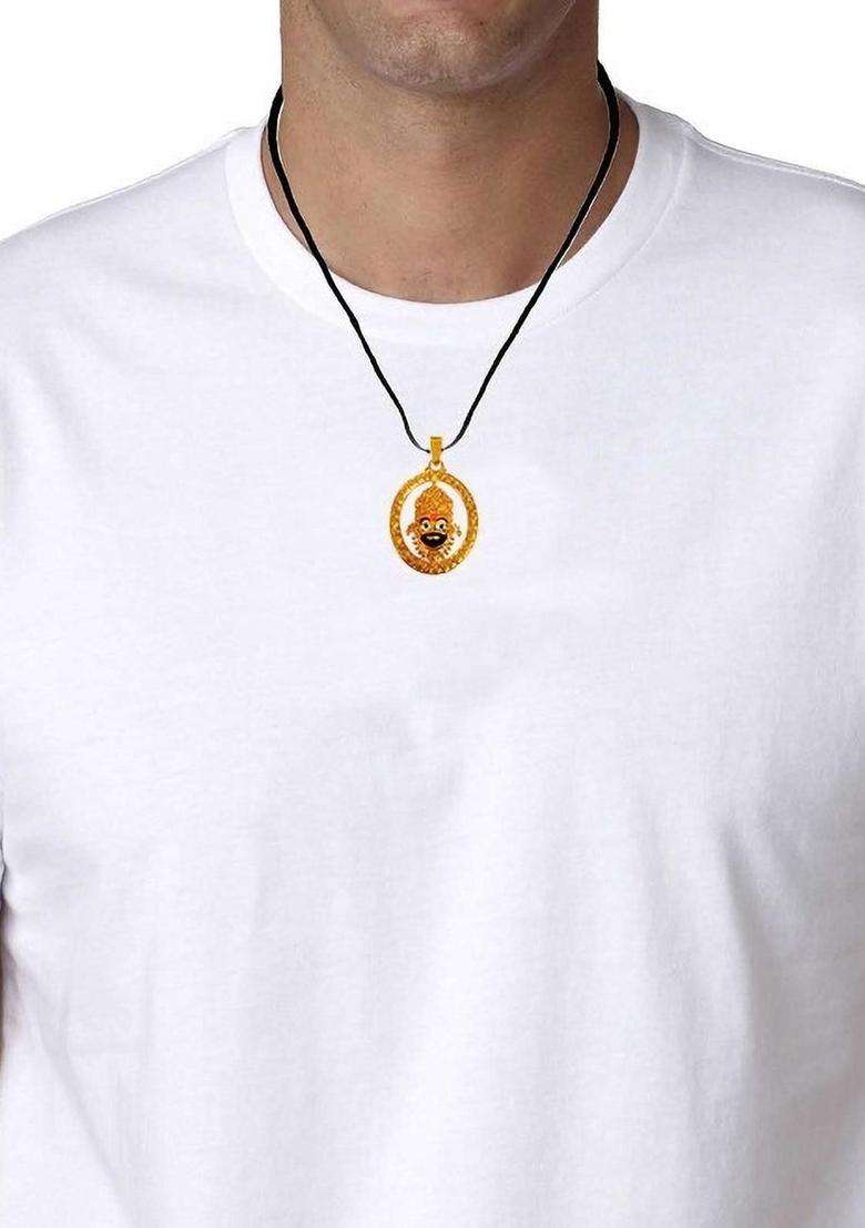 Gold-Plated Oval Pendants with Chains for Men & Women | Traditional Temple Jewellery for Wedding & Festive Wear | Festive Gift - Indya