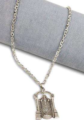 Silver-Plated Geometric Pendants with Chains for Men & Women | Traditional Temple Jewellery for Wedding & Festive Wear | Festive Gift