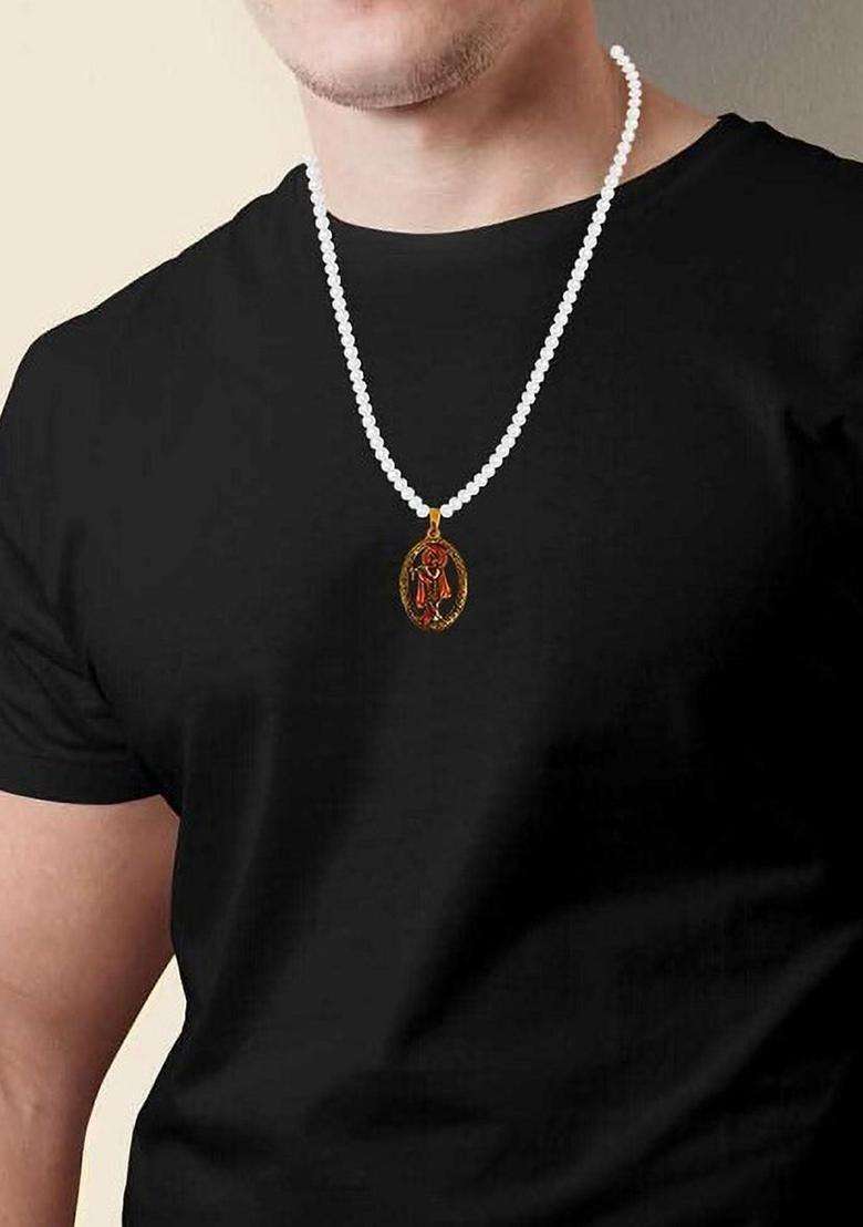 Gold-Plated Oval Pendants with Chains for Men & Women | Traditional Temple Jewellery for Wedding & Festive Wear | Festive Gift - Indya