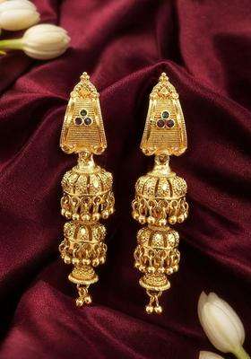 Gold-Plated Geometric Jhumkas Earrings for Women | Traditional Temple Jewellery for Wedding & Festive Wear | Gift for Her