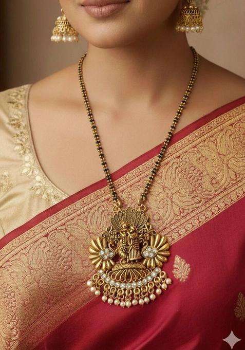 Rose Gold-Plated Temple Stone Studded & Beaded Necklace and Earrings for Women | Traditional Temple Jewellery for Wedding & Festive Wear | Gift for Her