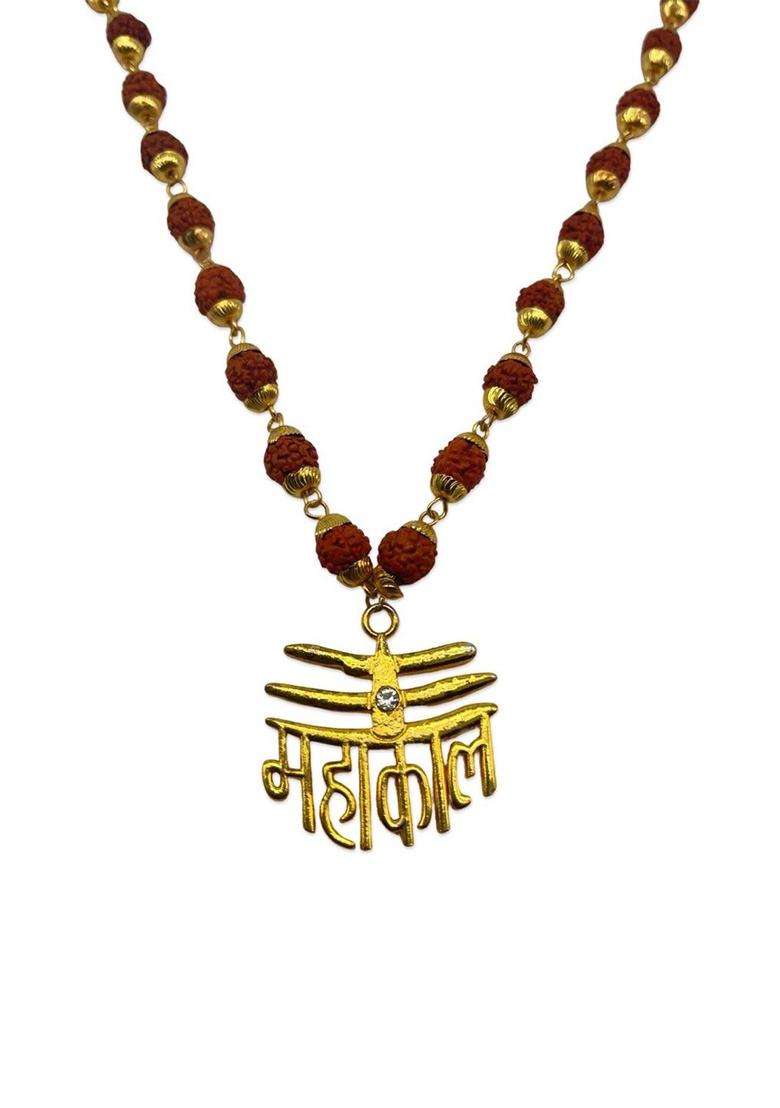 Gold-Plated Rudraksha Chain for Men | Traditional Temple Jewellery for Wedding & Festive Wear | Gift for Him - Indya