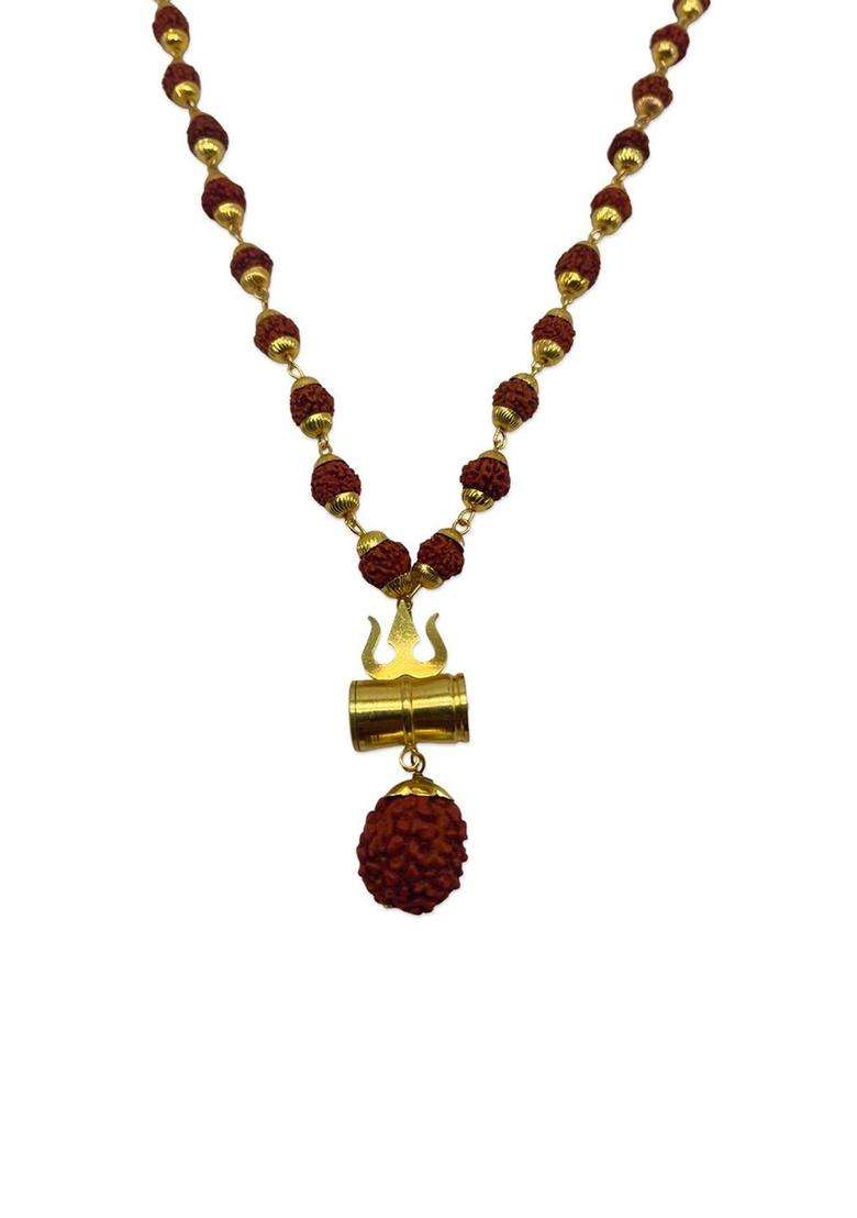 Gold-Plated Rudraksha Chain for Men | Traditional Temple Jewellery for Wedding & Festive Wear | Gift for Him - Indya