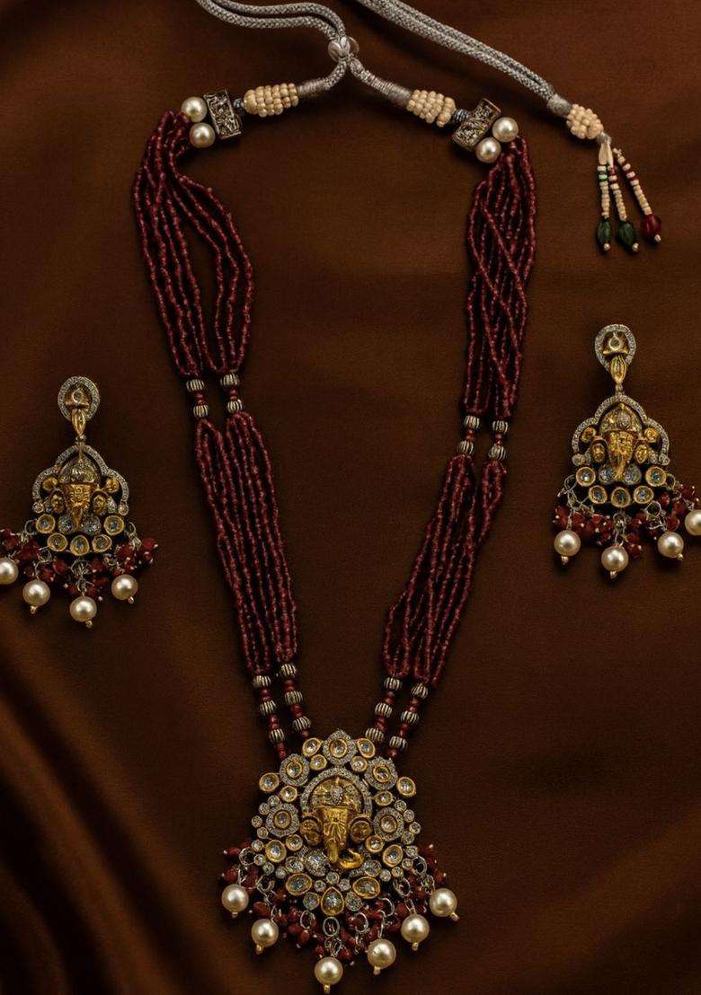 Gold-Plated Stone-Studded & Beaded Jewellery Set for Women | Stylish Party & Everyday Wear | Gift for Her - Indya