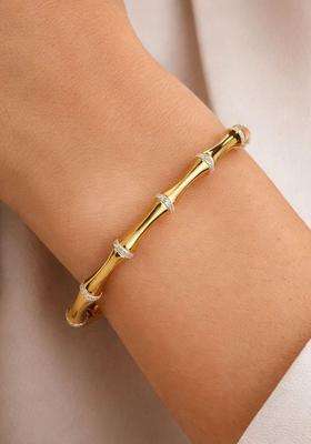 Stainless Steel AD Studded Antique Gold-Plated Bangle-Style Bracelet for Women | Stylish Party & Everyday Wear | Gift for Her