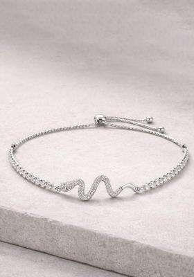 American Diamond Studded Silver-Plated Charm Bracelet for Women | Stylish Party & Everyday Wear | Gift for Her