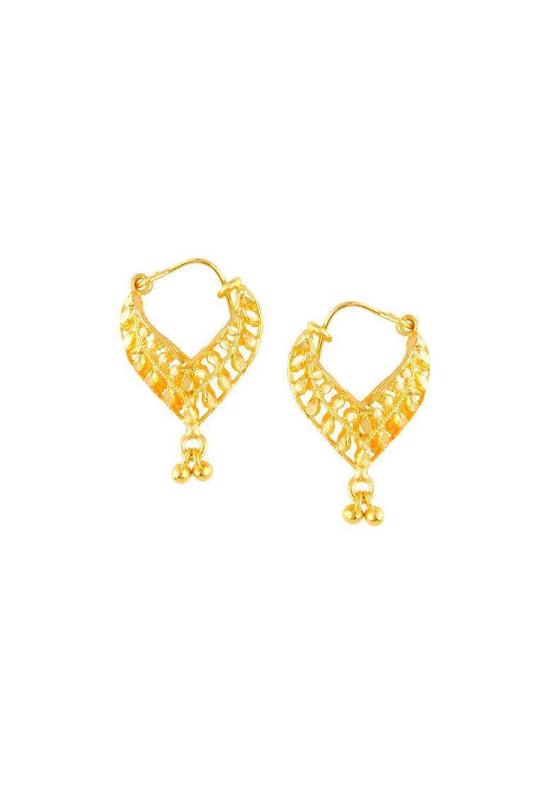 Gold-Plated Contemporary Shaped Temple Hoop Earrings for Women | Traditional Temple Jewellery for Wedding & Festive Wear | Gift for Her - Indya