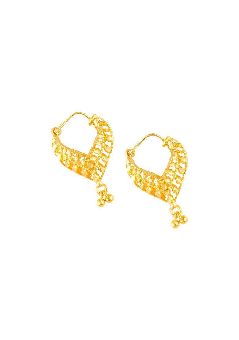 Gold-Plated Contemporary Shaped Temple Hoop Earrings for Women | Traditional Temple Jewellery for Wedding & Festive Wear | Gift for Her - Indya