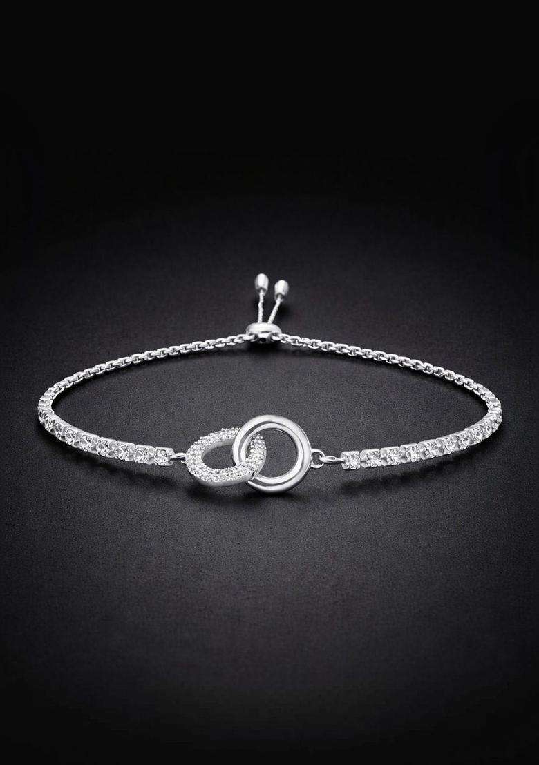 American Diamond Temple Silver-Plated Charm Bracelet for Women | Stylish Party & Everyday Wear | Gift for Her - Indya