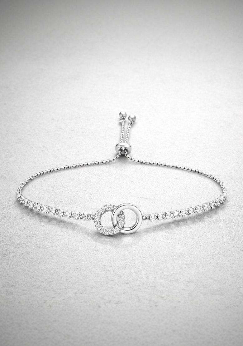 American Diamond Temple Silver-Plated Charm Bracelet for Women | Stylish Party & Everyday Wear | Gift for Her - Indya