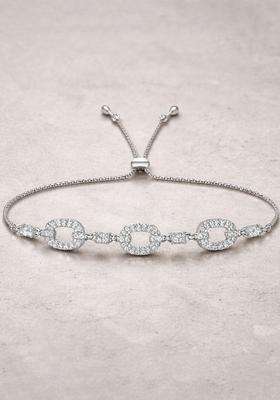 American Diamond Temple Silver-Plated Link Bracelet for Women | Stylish Party & Everyday Wear | Gift for Her