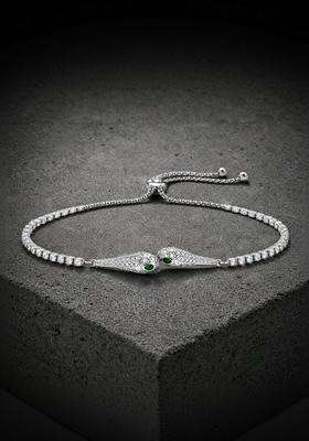 Silver-Plated American Diamond Studded Wraparound Bracelet for Women | Stylish Party & Everyday Wear | Gift for Her
